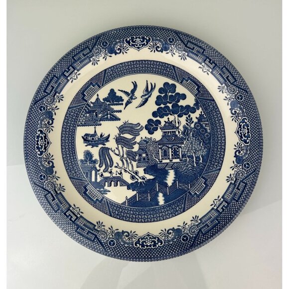 Churchill Blue Willow Platter Large Plate Made in England Oriental 13" Ceramic - Picture 2 of 12